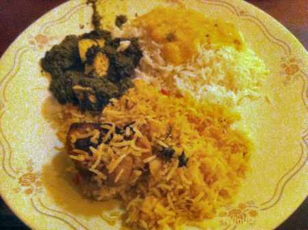 touch of india chicken biryani, saag paneer © nyindia.us