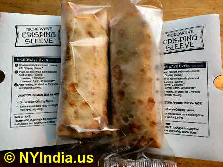 Trader Joe's NYC Aloo Chaat Kati Pouches Bag and Crisping Sleeves image © NYIndia.us